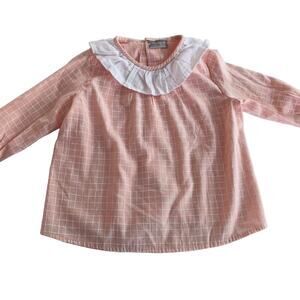 Carmina baby girl peach windowpane poplin top blouse  size 12 months